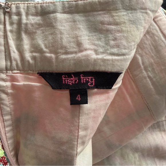 Fish Fry Anthropologie Cross Stitch Pink Pencil Skirt Size 4 - Picture 7 of 9